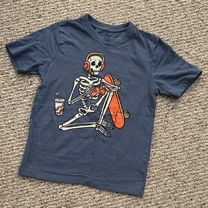 Wonder Nation Skeleton Skateboard Tee - Navy and Orange